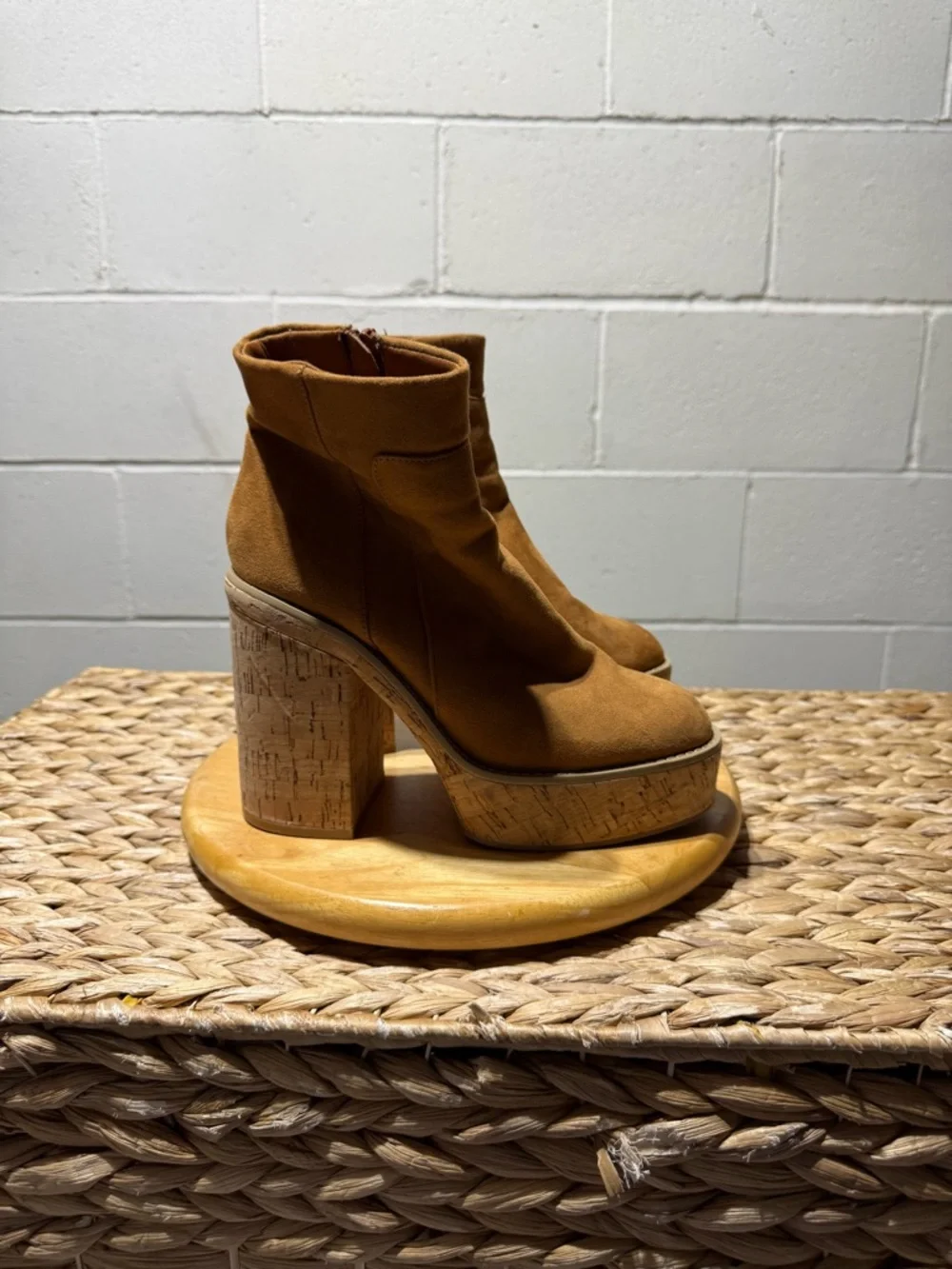 Women’s Platform Ankle Boots - Chestnut Brown